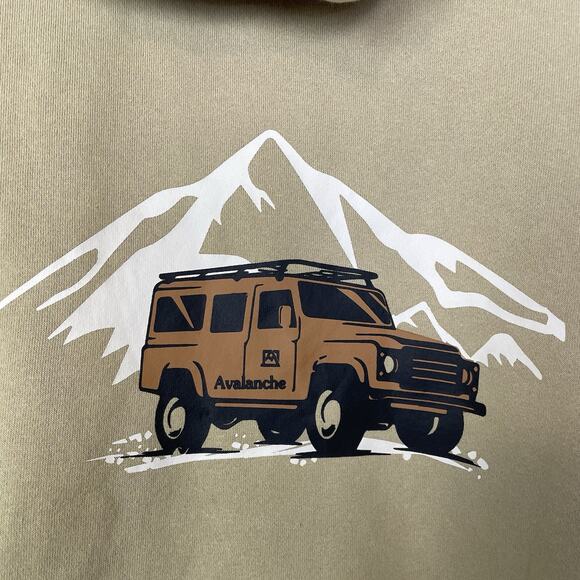 Avalanche Outdoor Supply Company Men's Graphic Hoodie Sweatshirt Beige Large - Picture 3 of 11